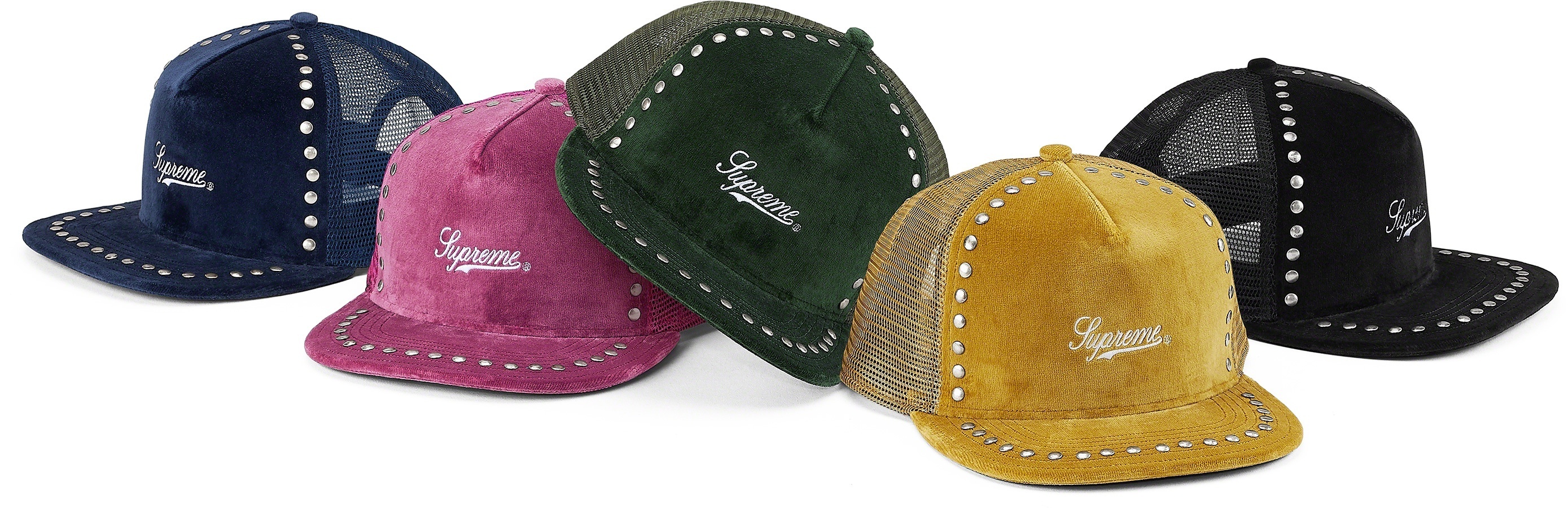 Studded Velvet Mesh Back 5-Panel